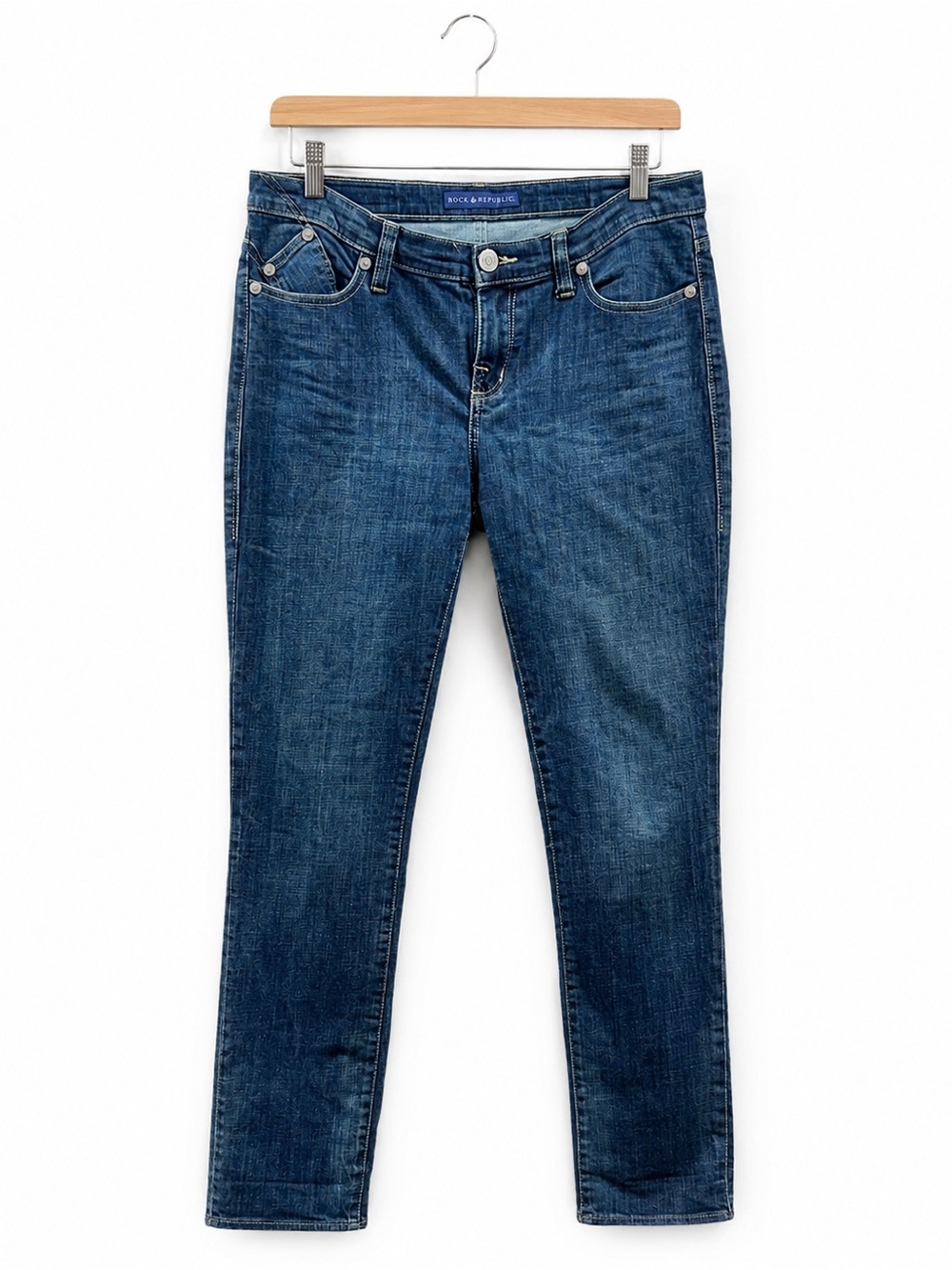 Rock & Republic Berlin Skinny Jeans Women’s Size 12 Medium Wash Stretch Denim